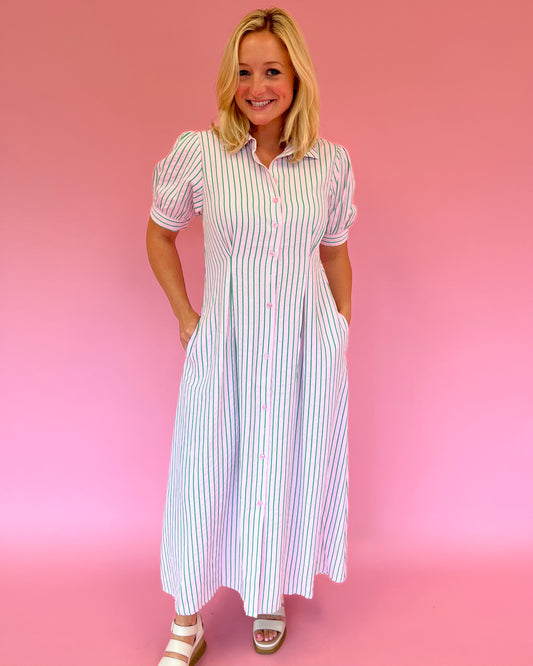 Lola Pink and Green Stripe Dress