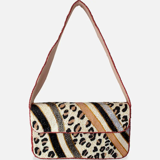 Leopard Beaded Shoulder Bag