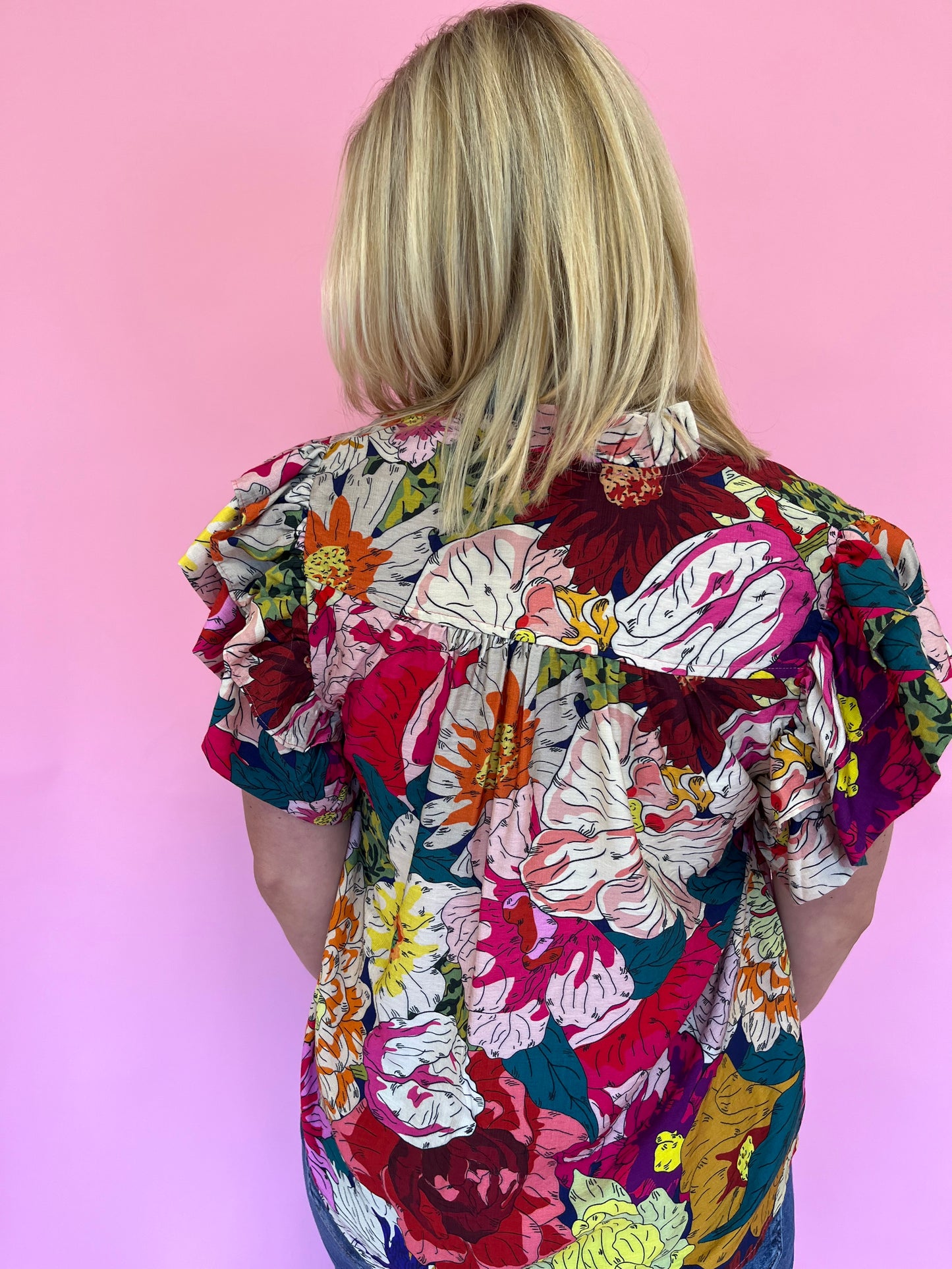 Olli Floral Flutter Sleeve Top