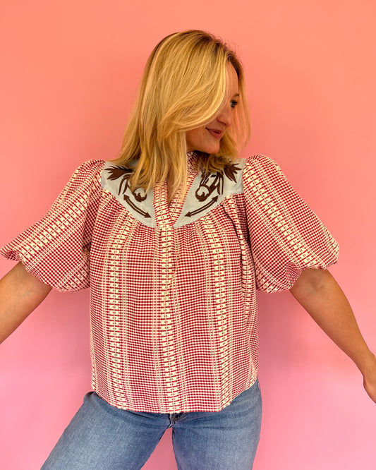 Emma Red Gingham Top
