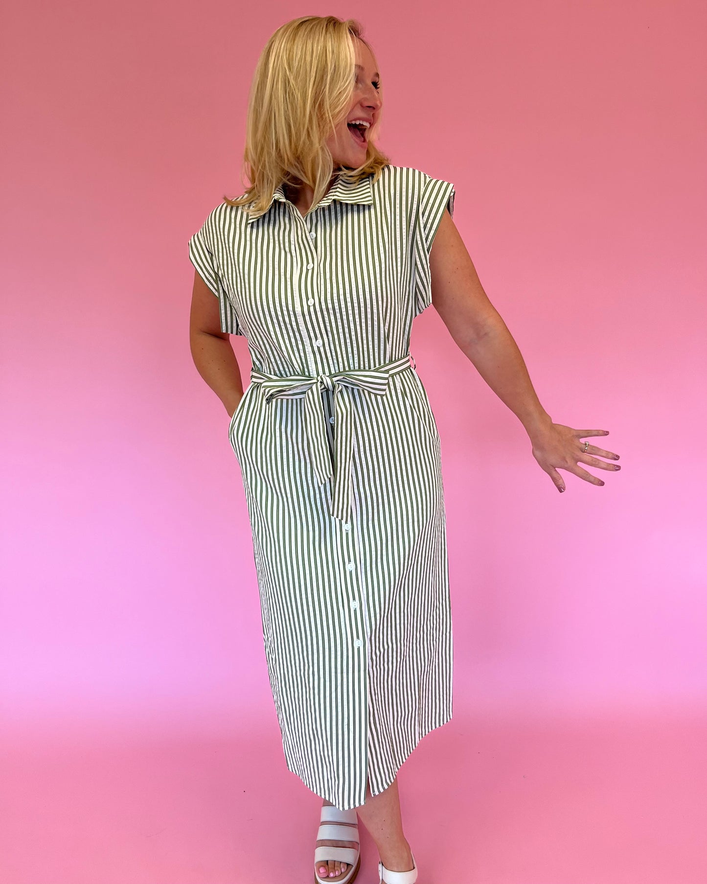 Mary Green Stripe Dress