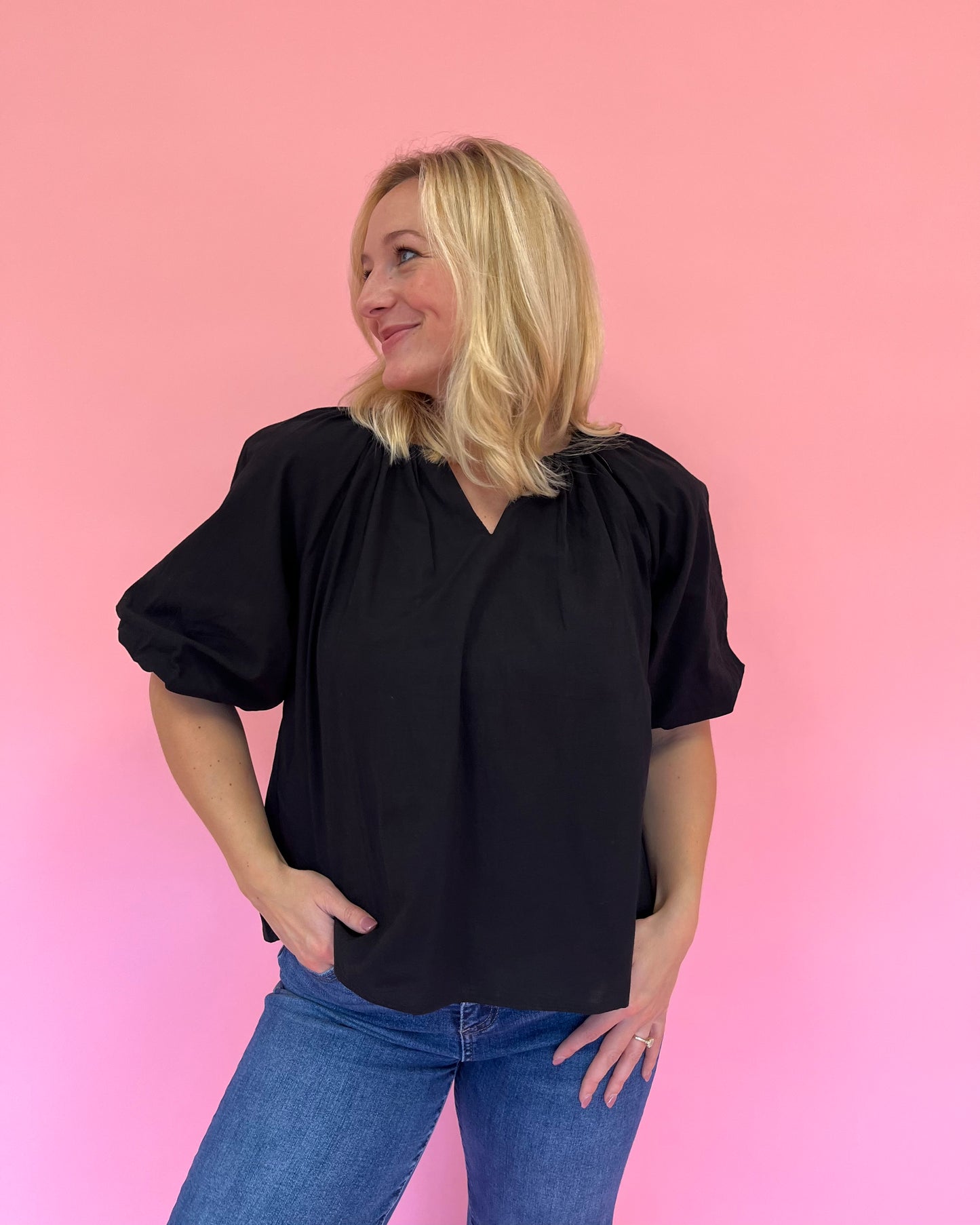 Jayne Black Puff Sleeve Top