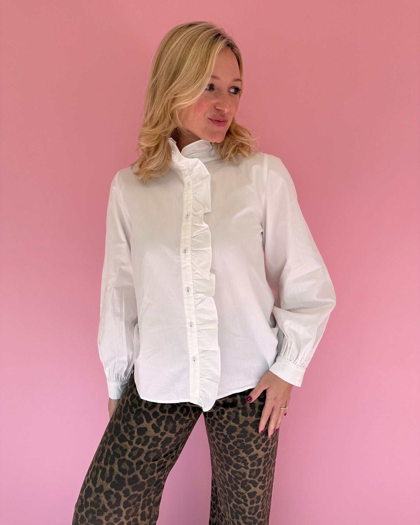 Brianna White Ruffle Top