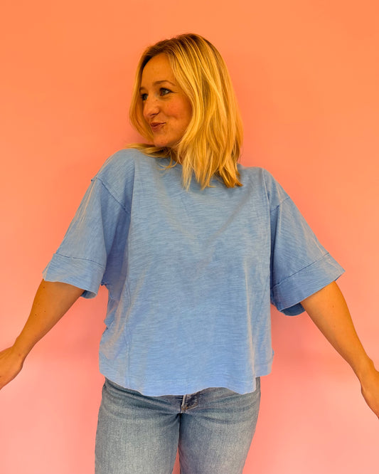 Jackie Blue Flowy Tee