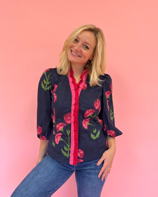 Kramer Navy Floral Top