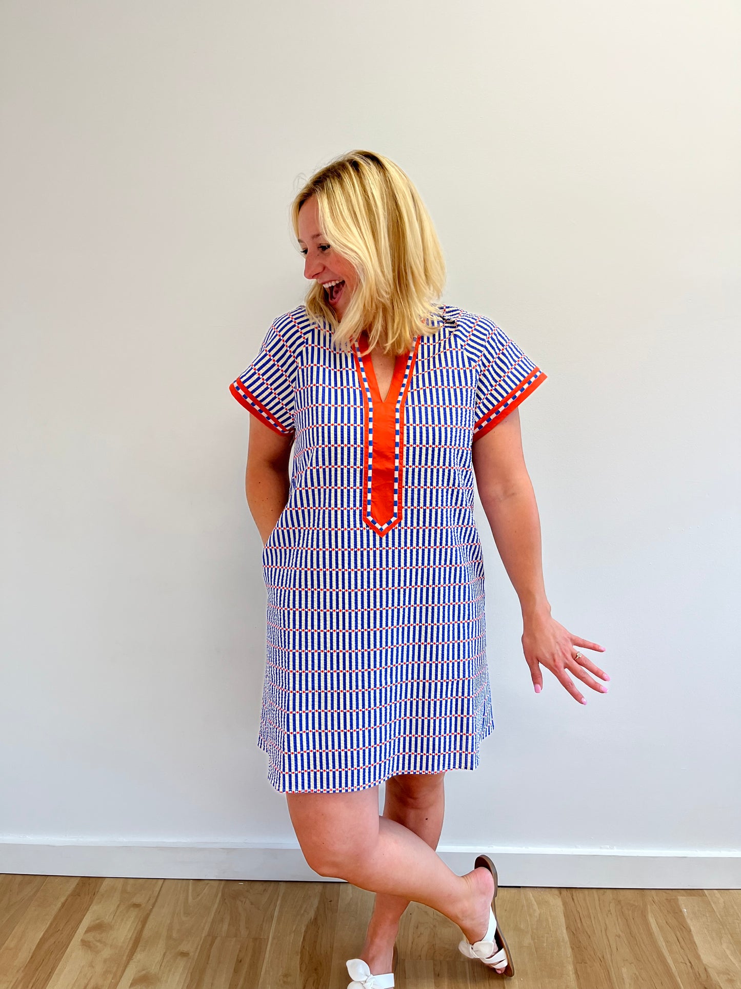 Priscilla Blue Pattern Dress