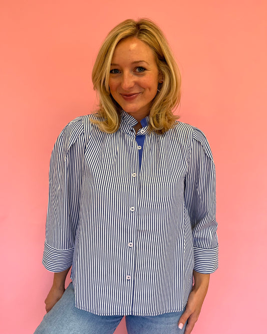 Bridget Blue Stripe 3/4 Sleeve Top