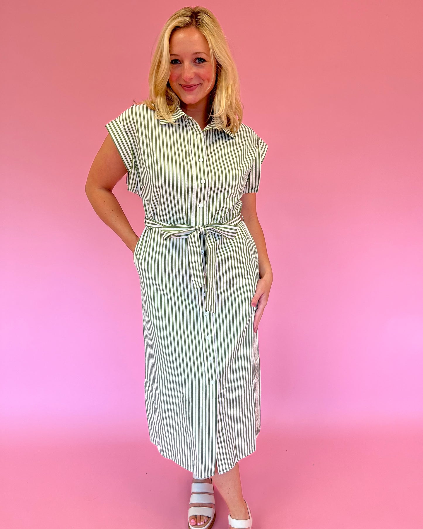 Mary Green Stripe Dress