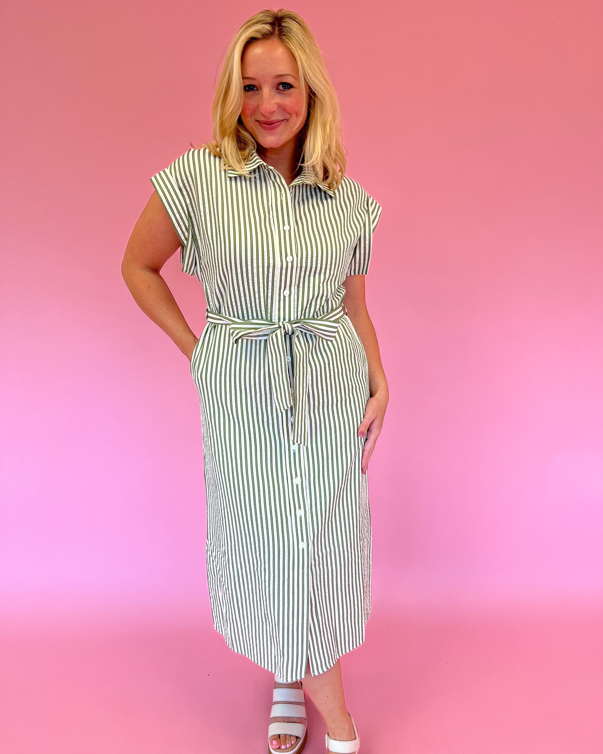 Mary Green Stripe Dress Extra large