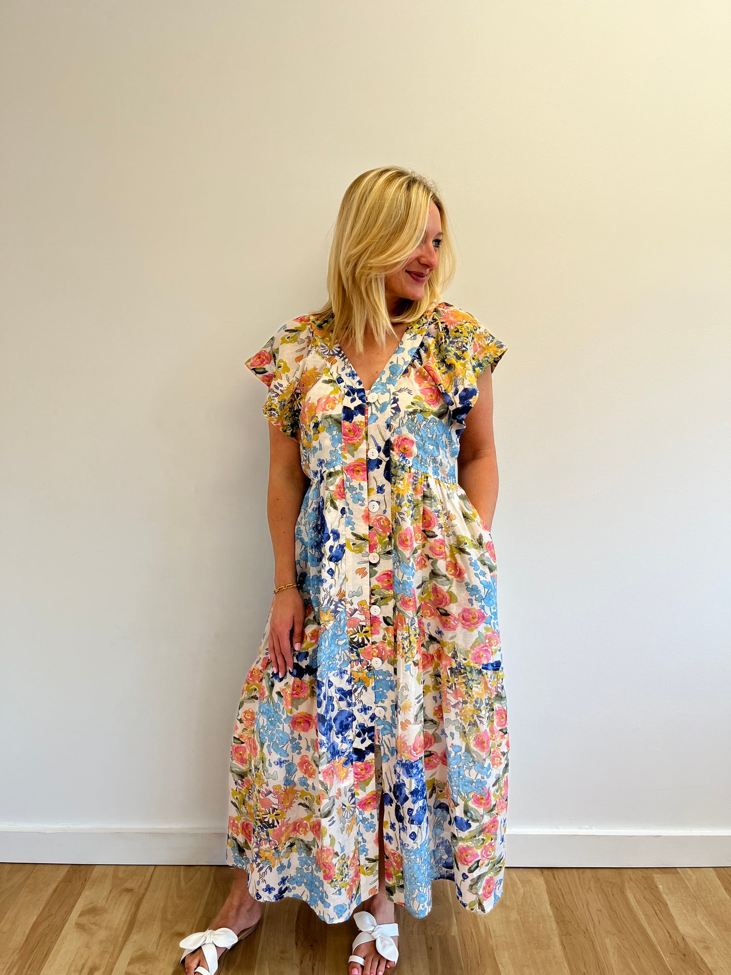 Mabel Watercolor Floral Maxi Dress