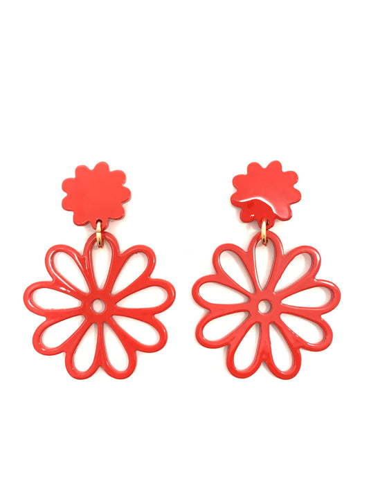 Dahlia Red Earrings