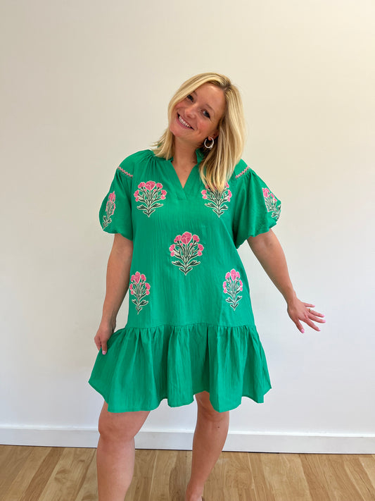 Lilly Green Block Print Dress
