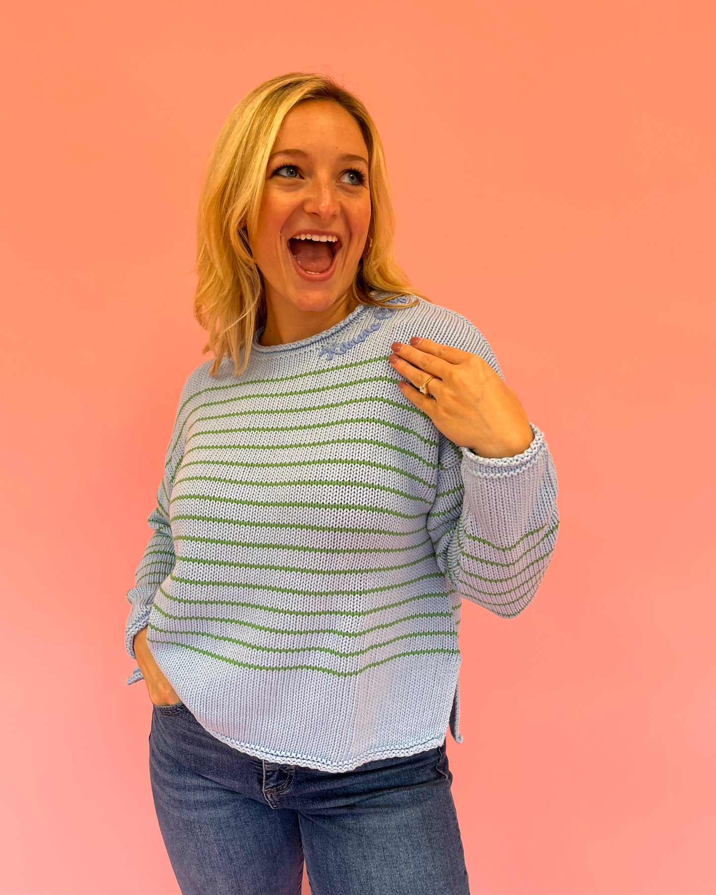 Kansas City Stripe Roll Neck Sweater
