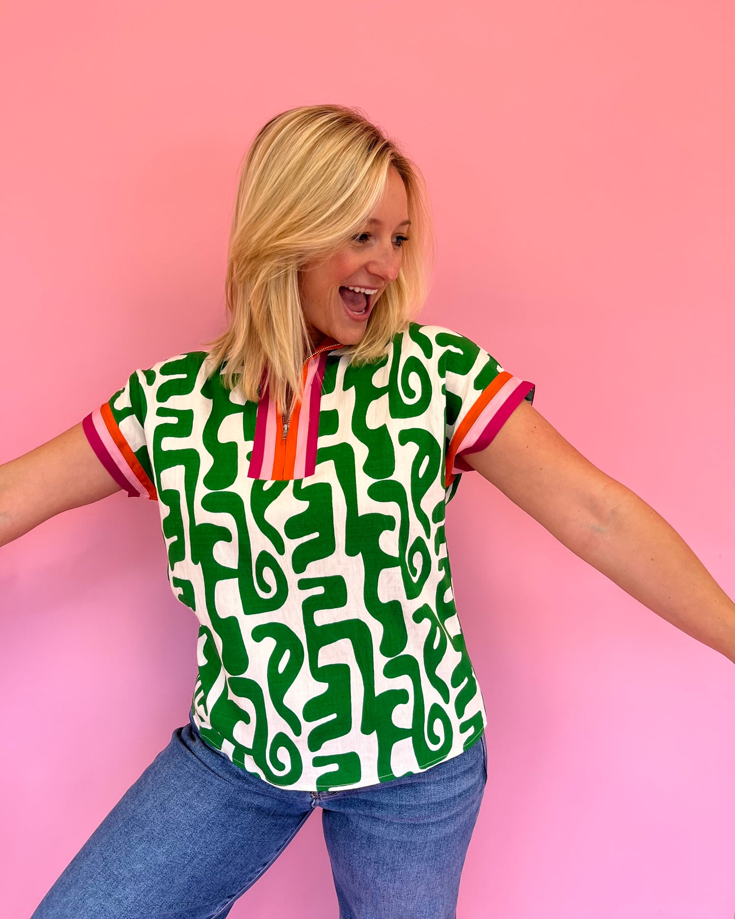 Loretta Green Pattern Top
