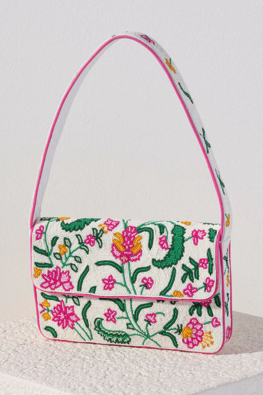 Cara Floral Beaded Shoulder Bag