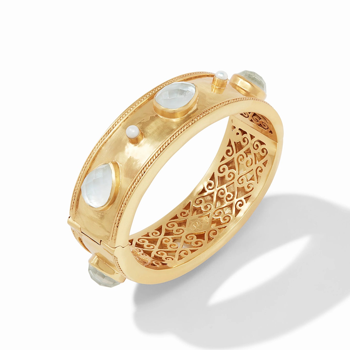 Cannes Statement Hinge Bangle - Iridescent Clear Crystal