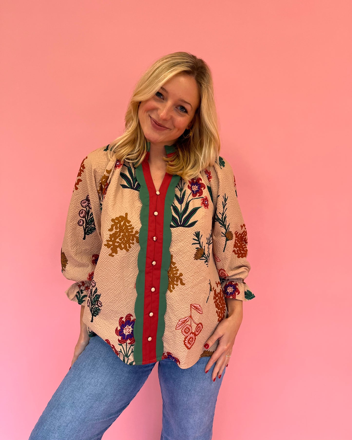 Joey Taupe Floral Top