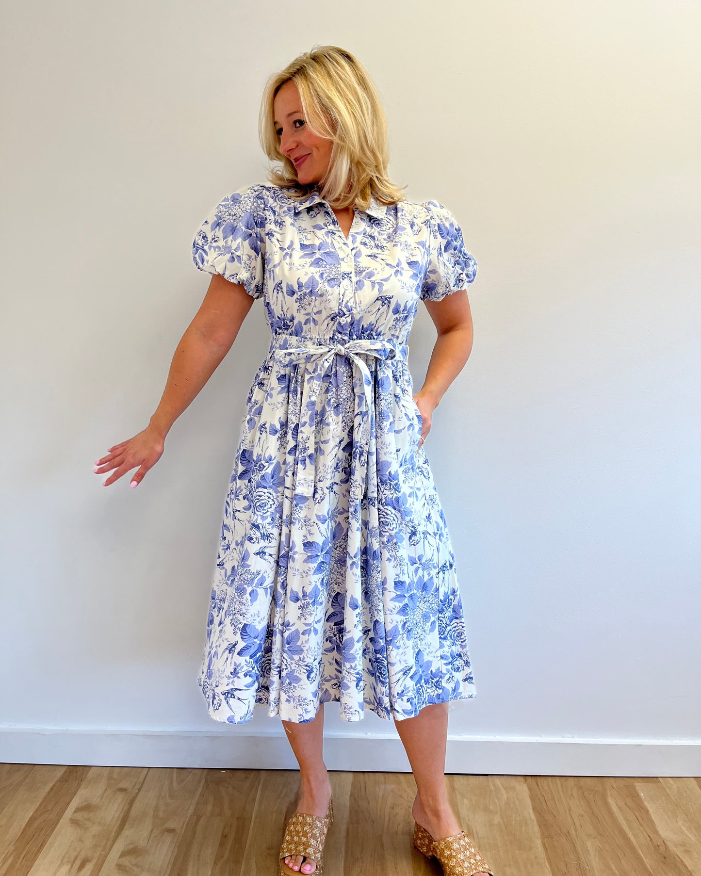 Connie Blue Floral Midi Dress