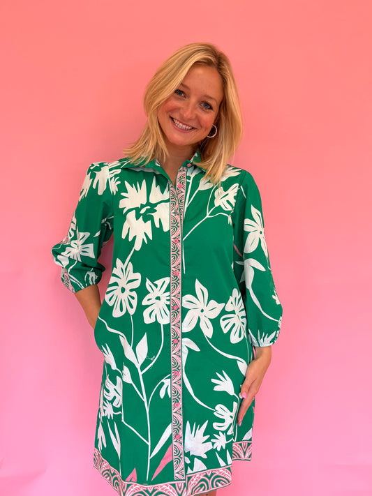 Bianca Green Floral Dress