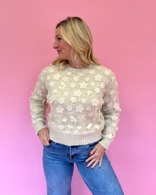 Isabel Cream Flower Detail Sweater
