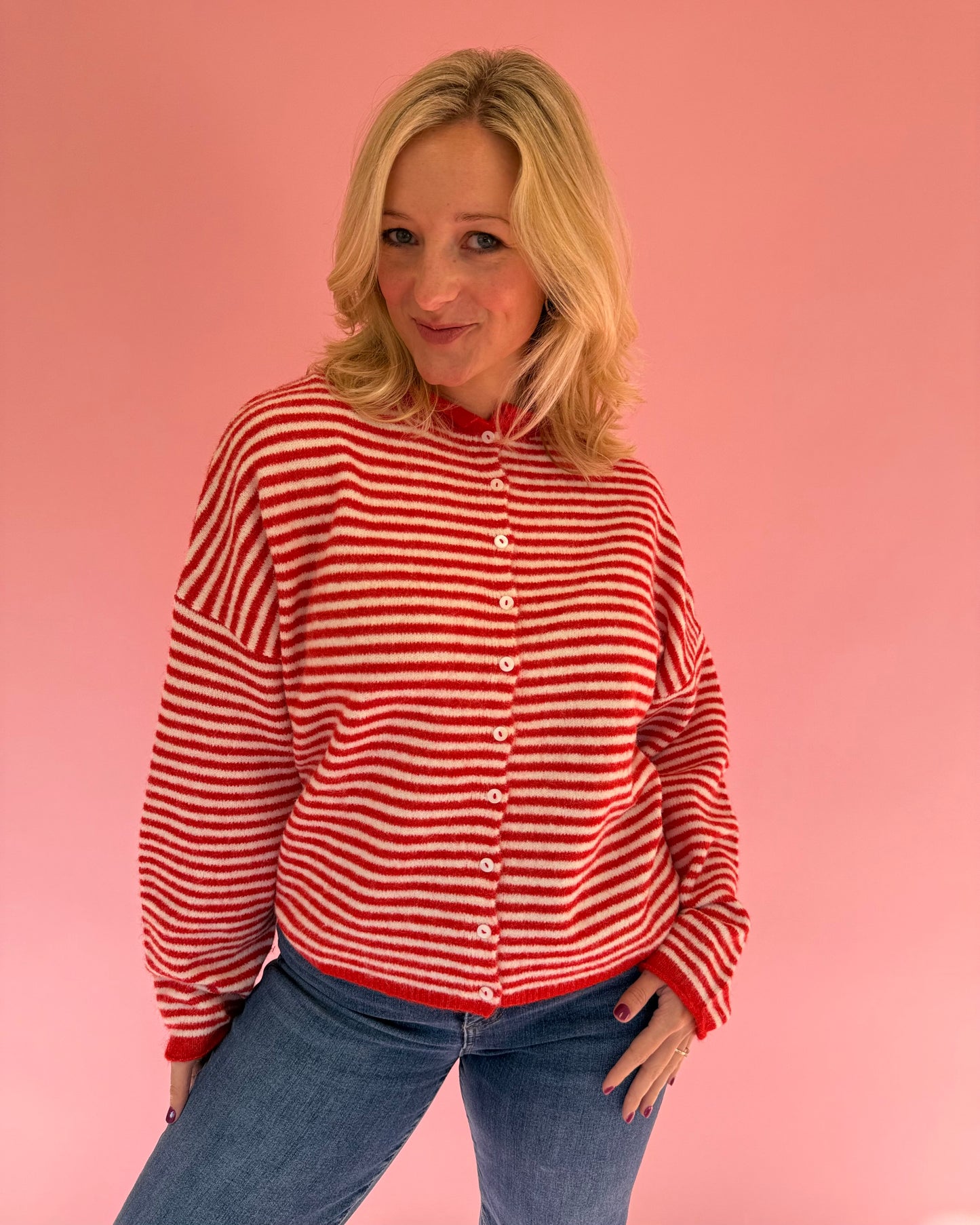 Lainey Red Stripe Cardigan
