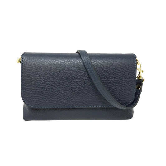 Kate Navy Leather Crossbody Clutch