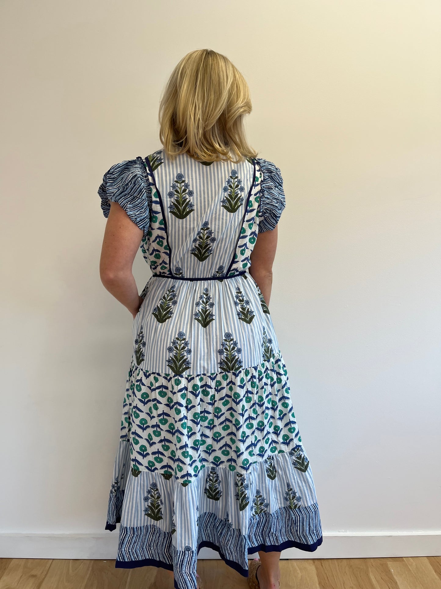 Savannah Blue Block Print Dress