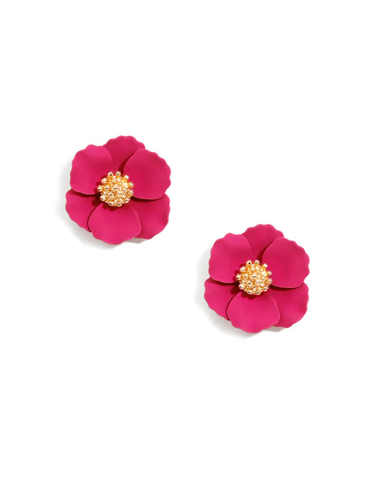 Emmy Mini Flower Stud Earrings - Pink