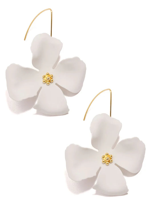 Amelia Floral Threader Earrings - White