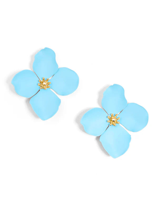 Gabby Flower Stud Earrings - Light Blue