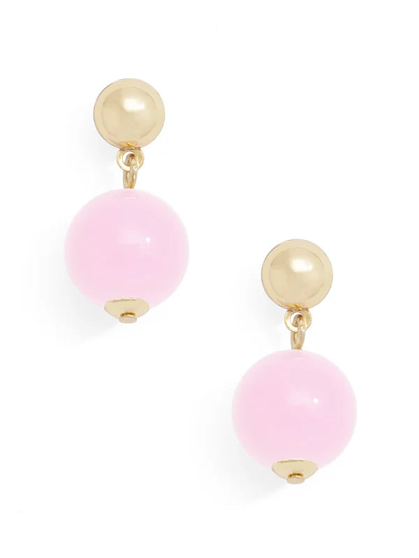 Stella Glass Bead Drop Earrings - Light Pink