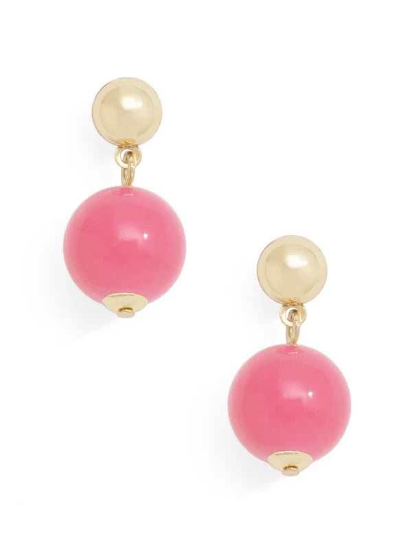Stella Glass Bead Drop Earrings - Pink