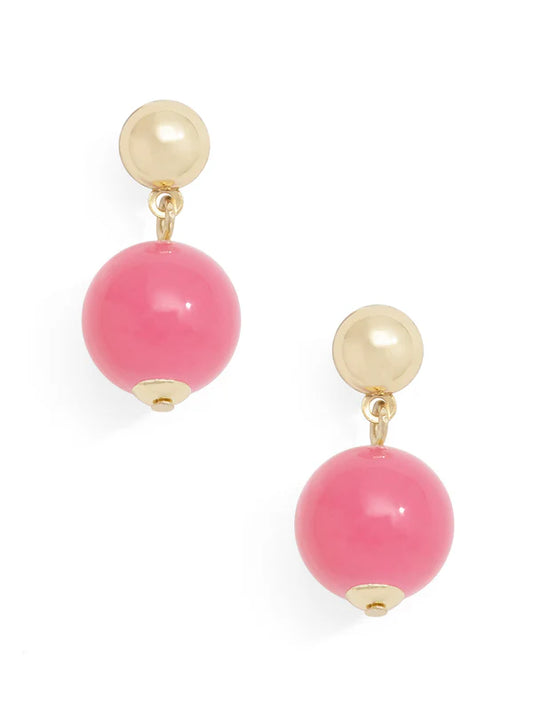 Stella Glass Bead Drop Earrings - Pink