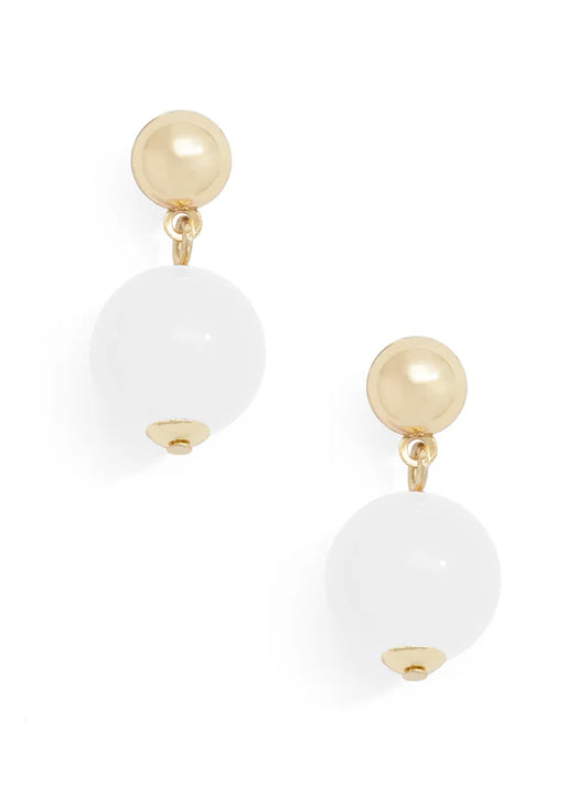 Stella Glass Bead Drop Earrings - White