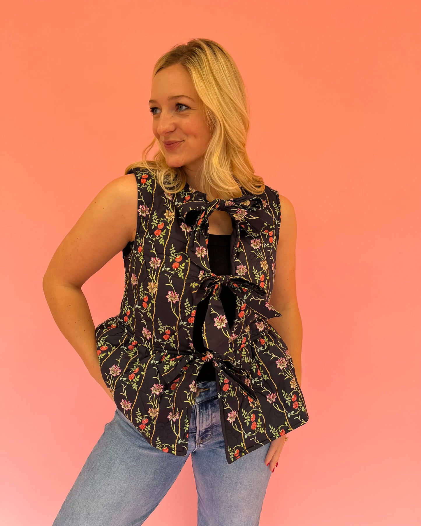 Alex Navy Floral Vest