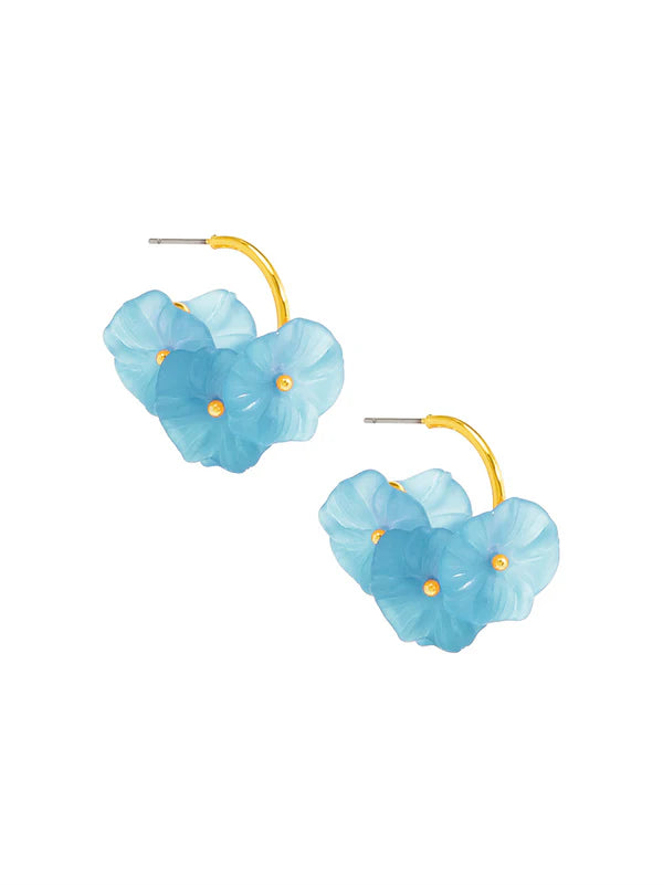 Kali Flower Hoop Earrings - Blue