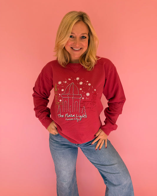 Plaza Lights Red Crewneck