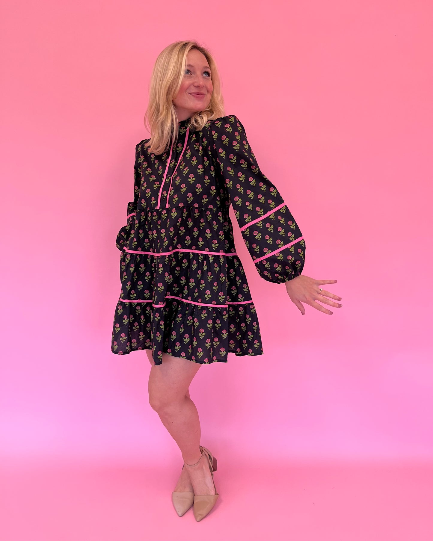 Julia Black Block Print Dress