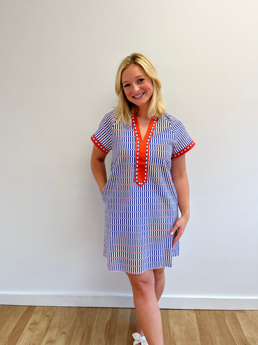 Priscilla Blue Pattern Dress
