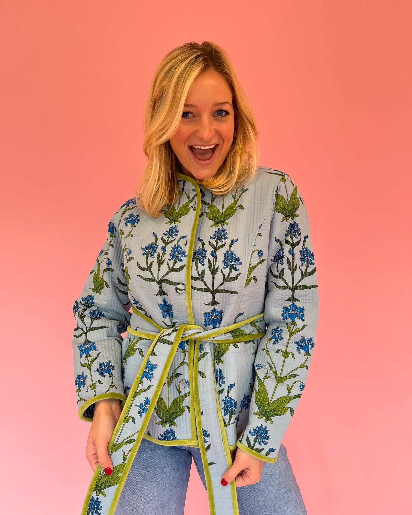 Iris Velvet Trim Quilted Jacket