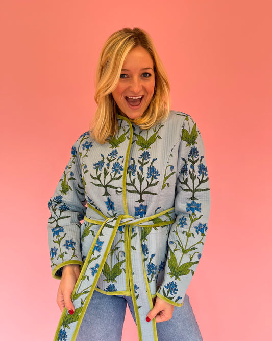 Iris Velvet Trim Quilted Jacket