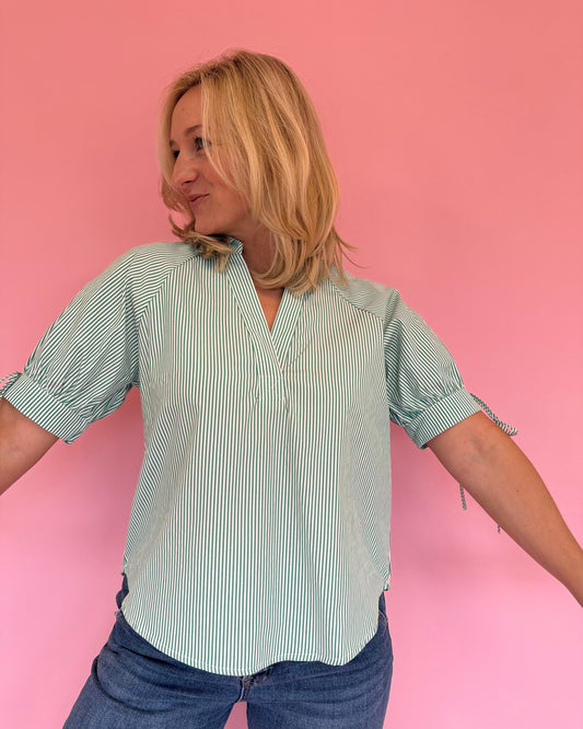Lucy Green Stripe Top