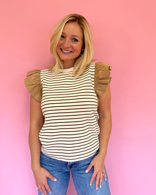 Shelby Tan Stripe Top