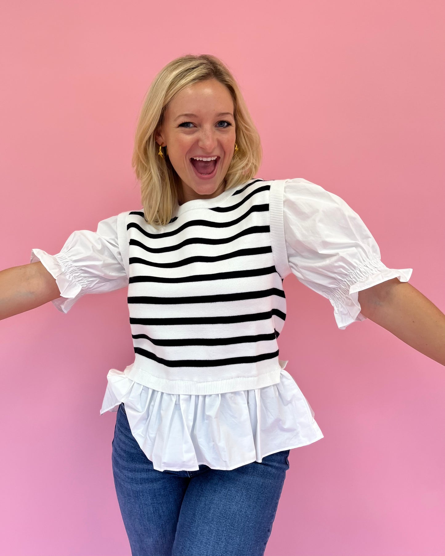 Margot Striped Knit Top