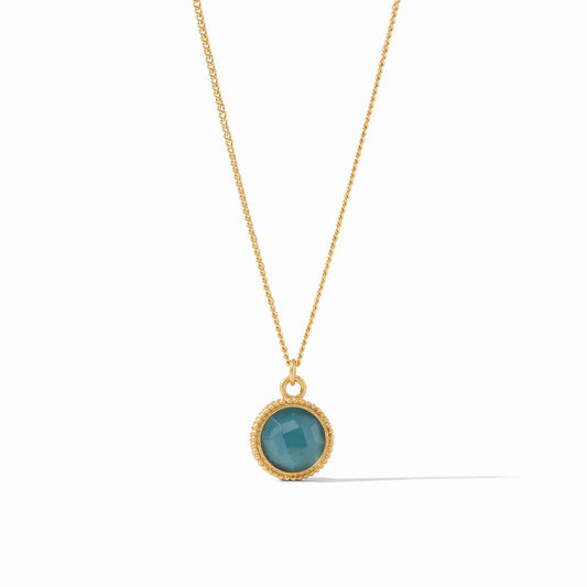 Fleur-de-Lis Solitaire Necklace - Iridescent Montana Blue