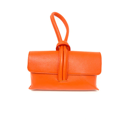 Dixie Orange Leather Wristlet