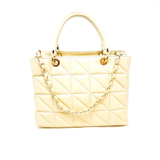 Jenny Beige Quilted Leather Bag