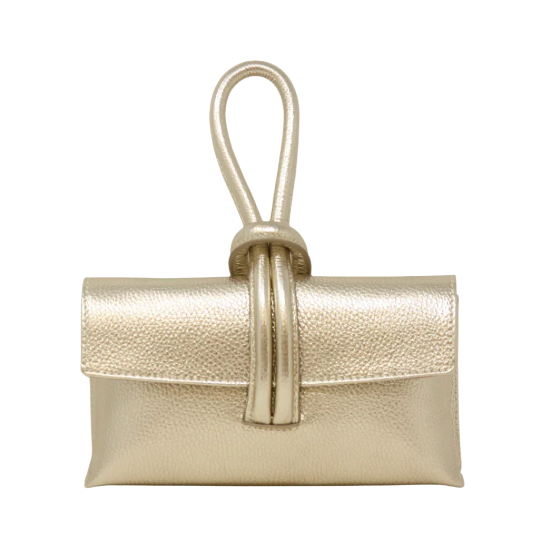 Dixie Leather Wristlet Bag - Gold
