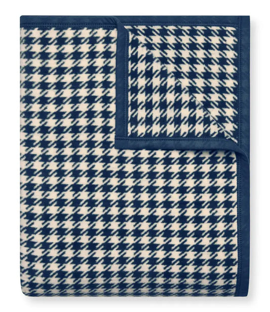 Navy and White Houndstooth Blanket