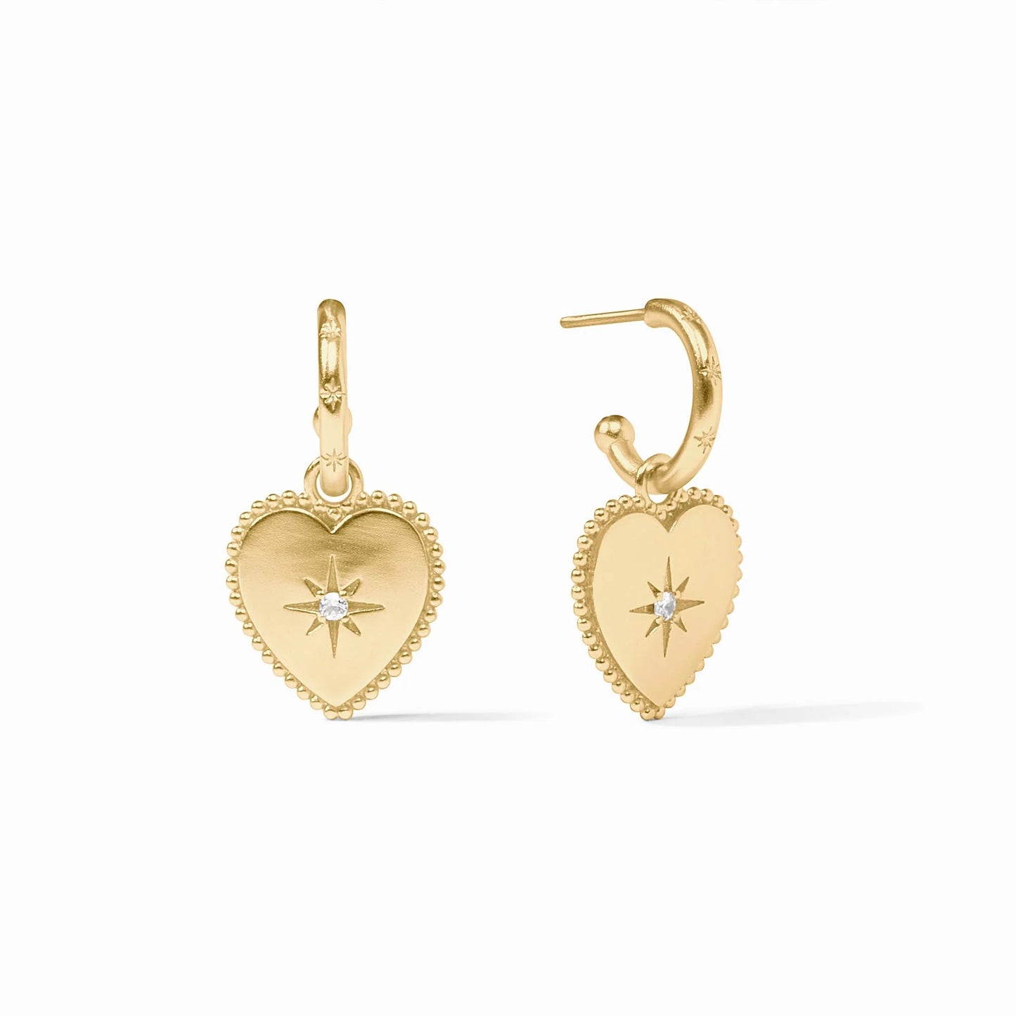 Heart Hoop and Charm Earring - Cubic Zirconia